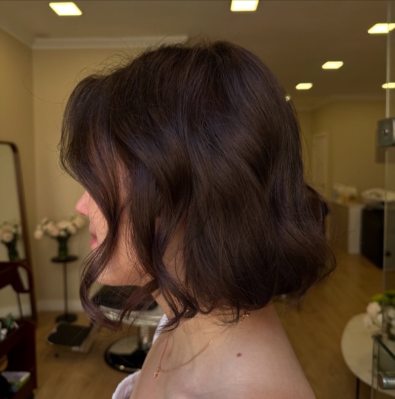 Rich chocolate permanent color with precision bob